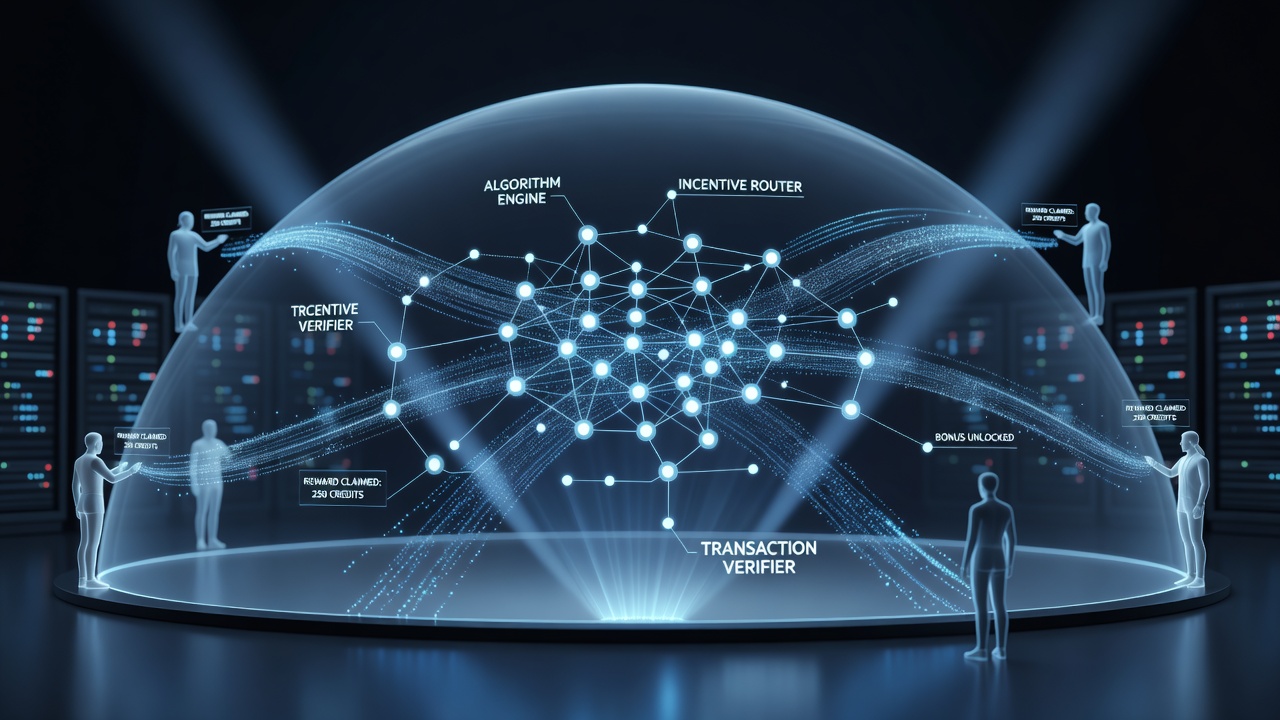 Illustration of real-time transaction networks linking rewards, payments, and support systems in mobile gaming arenas