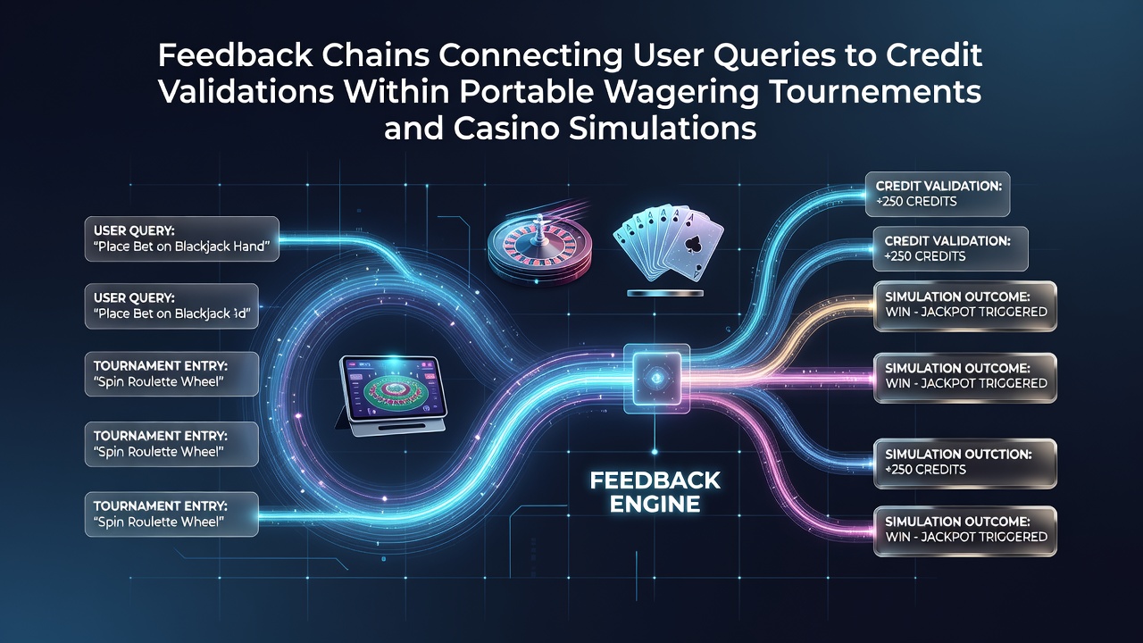 Diagram showing data flow from user queries through validation systems to credit approvals in mobile gaming platforms