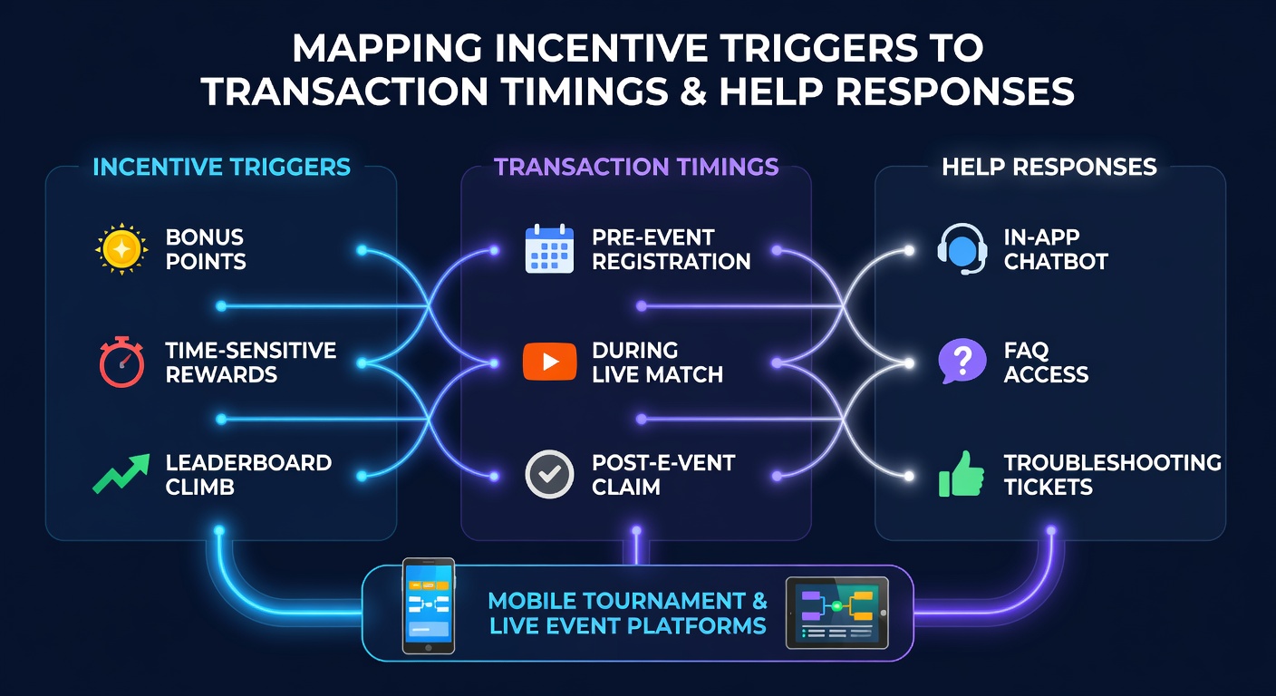 Mobile tournament interface showing real-time incentive triggers and transaction logs during live events