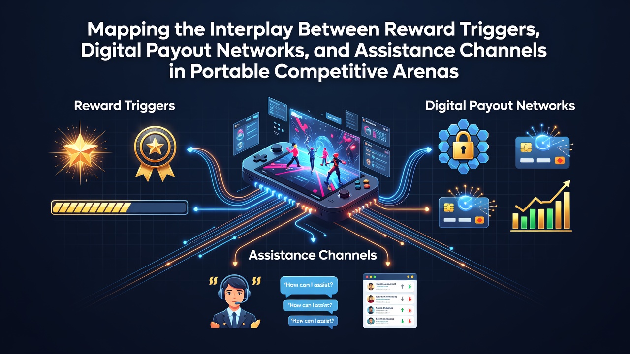 Mobile esports tournament interface showing reward notifications, payout confirmations, and support chat integration on a smartphone screen